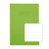 Rhino A4 Exercise Book 64 Page Plain Top And 15mm Feint Lines On The Bottom TB/F15 Light Green (Pack 50) - VEX677-3025-8 DD